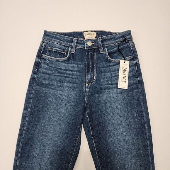 L'AGENCE High Line - Size 25 - Skinny Jeans Dark Wash Blue Destructed - Picture 6 of 12